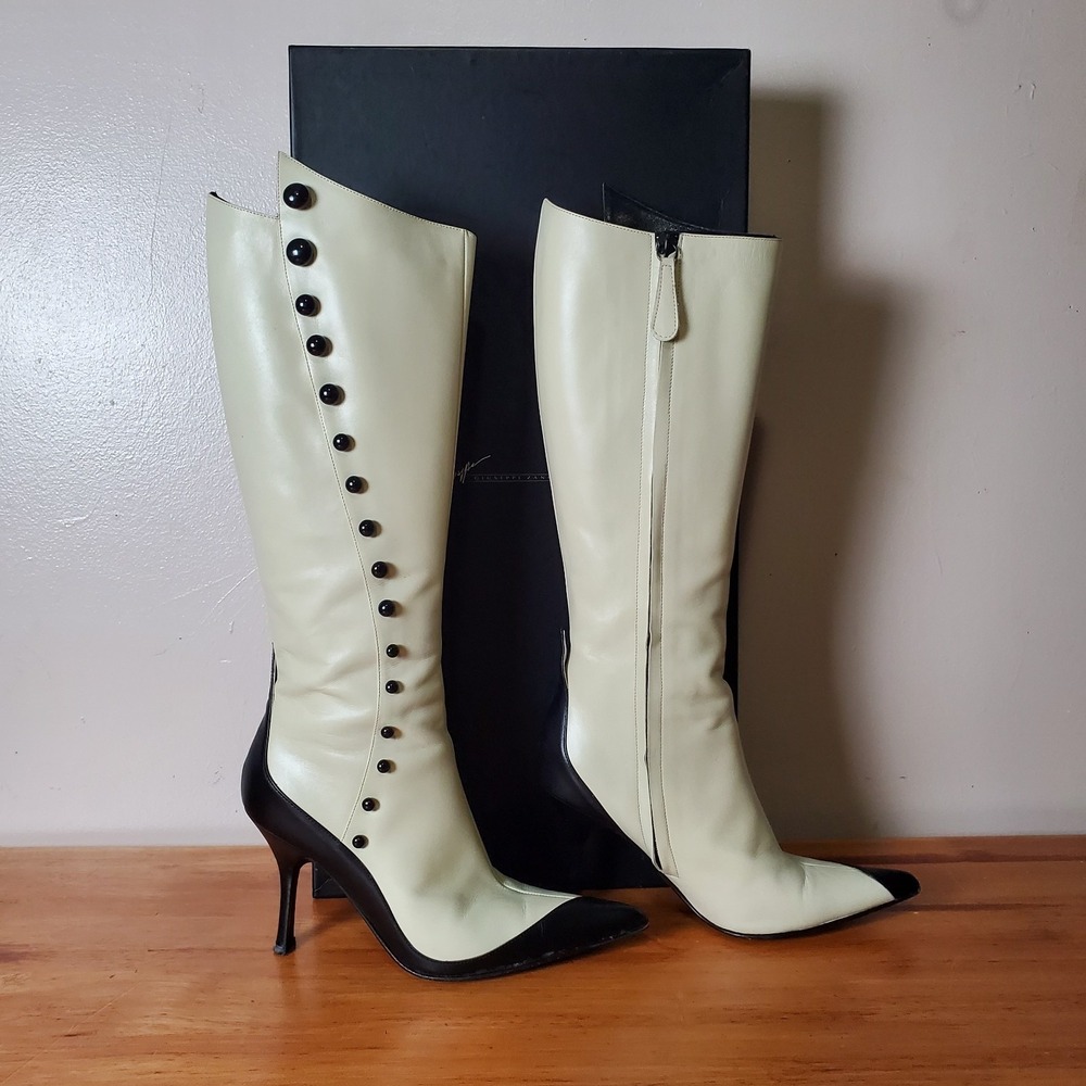 Giuseppe Zanotti Vicini Leather Victorian Boots Matching Purse Handbag 36 Mod - Picture 2 of 16